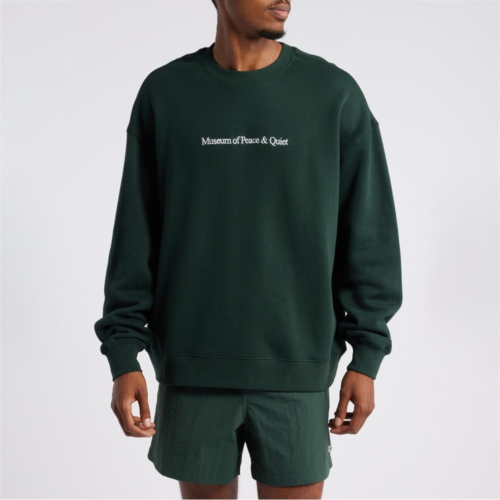 Museum of Peace & Quiet MoPQ Crewneck in Pine size L Large